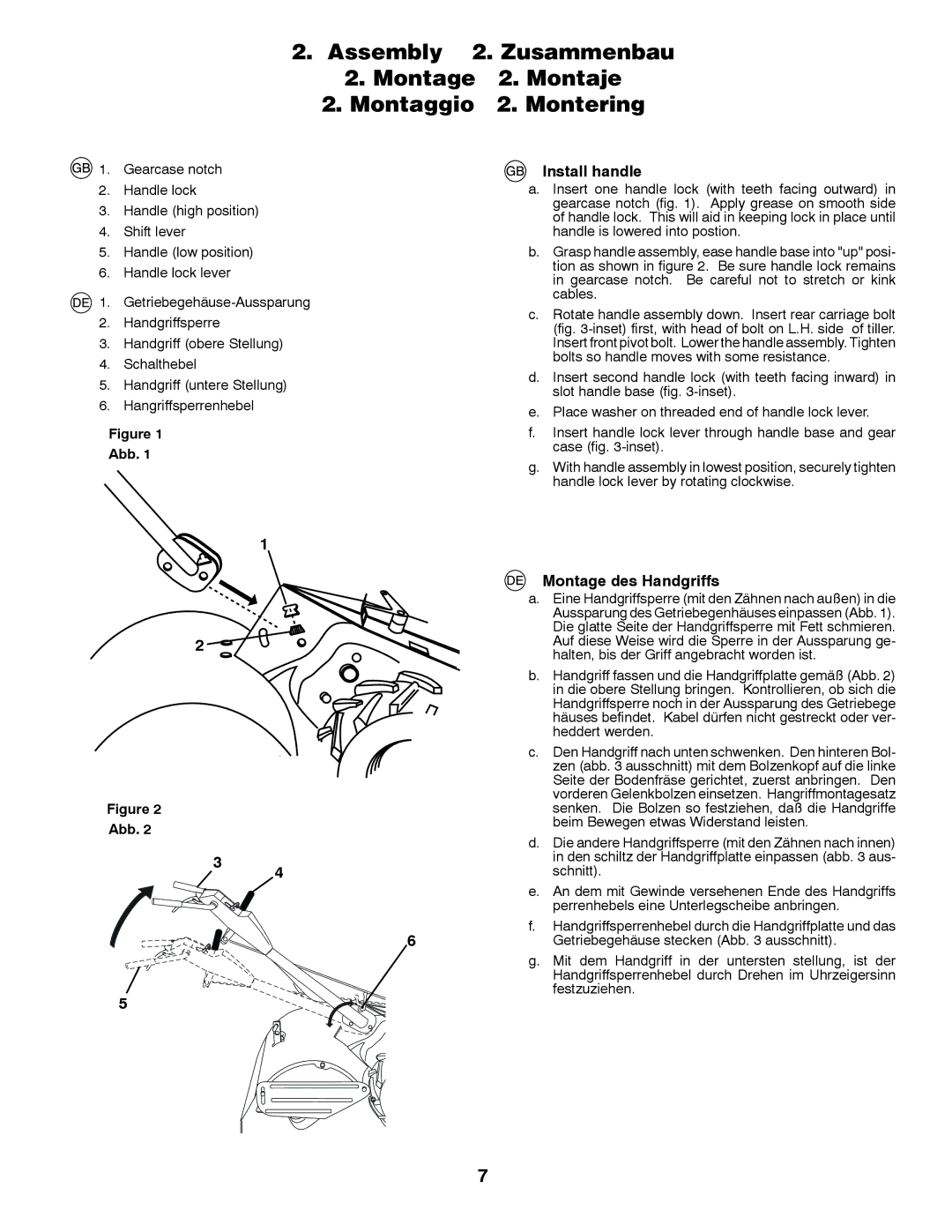 Jonsered CT2105 R instruction manual Install handle, Montage des Handgriffs, Abb 