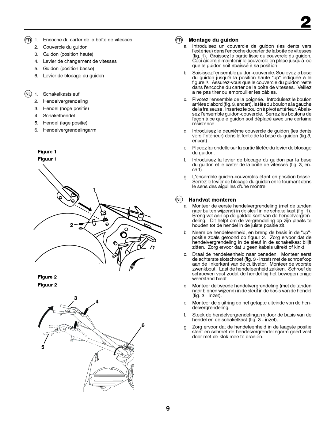 Jonsered CT2105 R instruction manual Montage du guidon, Handvat monteren, Figuur 