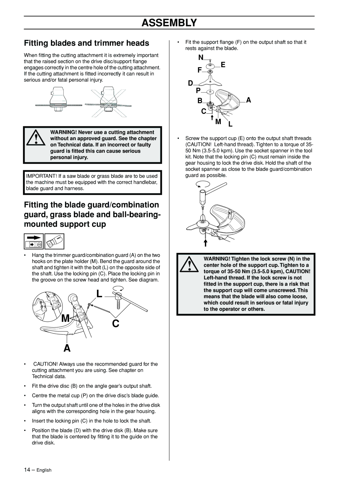 Jonsered FC 2145S manual Fitting blades and trimmer heads 