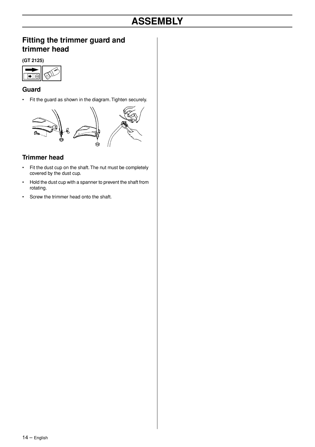 Jonsered GC 2125C manual Fitting the trimmer guard and trimmer head, Guard 