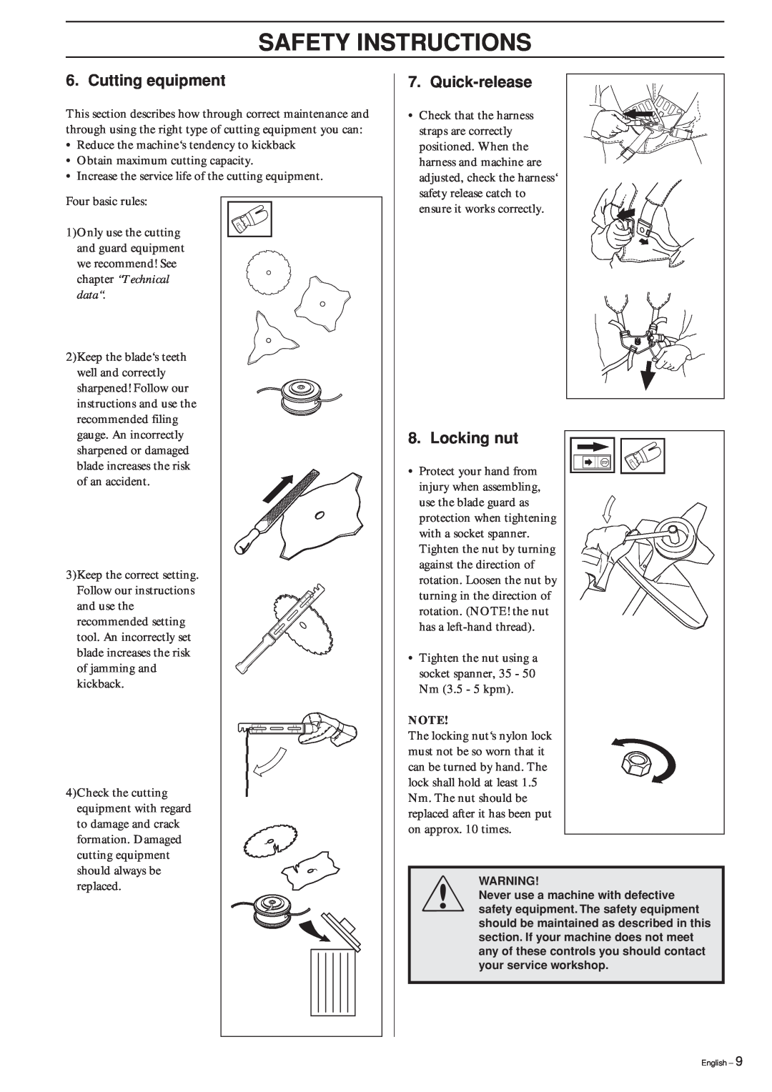 Jonsered GR 2126D manual Safety Instructions, Reduce the machine‘s tendency to kickback 