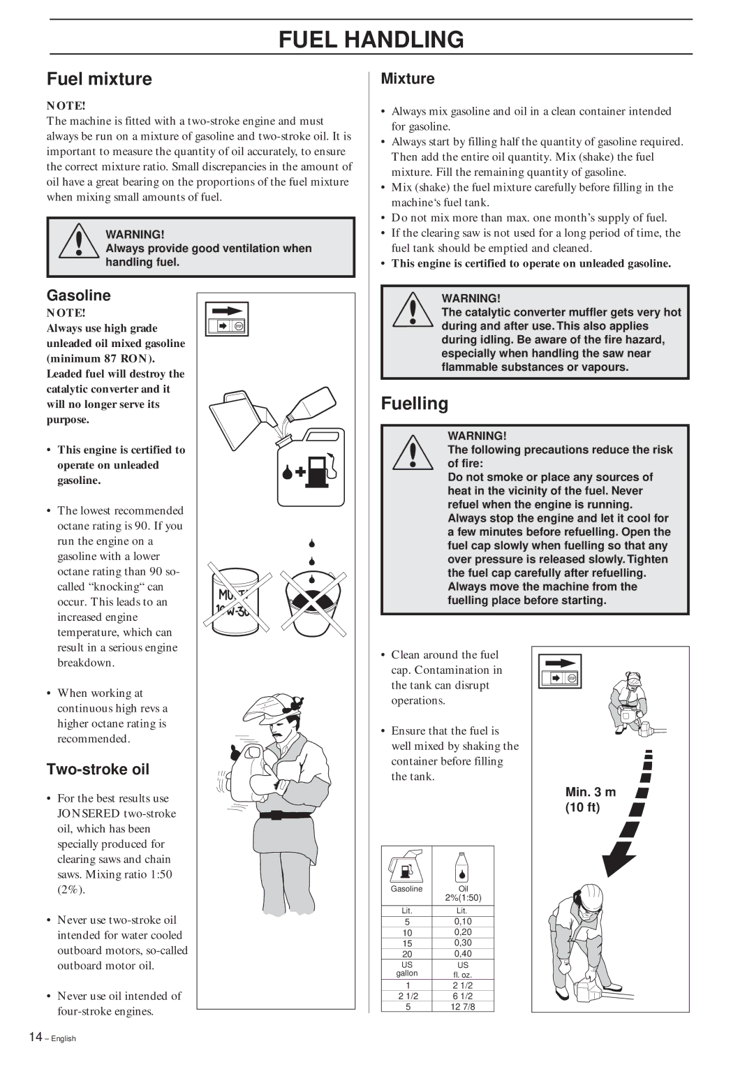 Jonsered GR2032L, GR2026L/CL manual Fuel Handling, Fuel mixture, Fuelling 