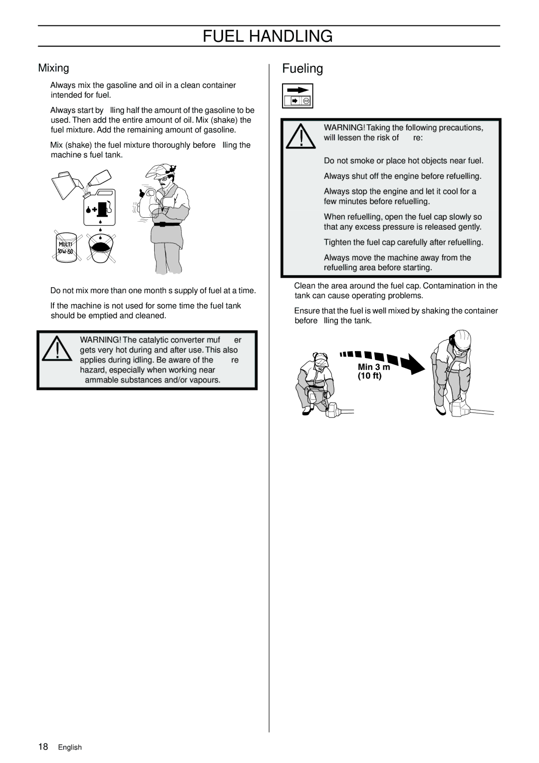 Jonsered GR41/50 manual Fueling, Mixing 