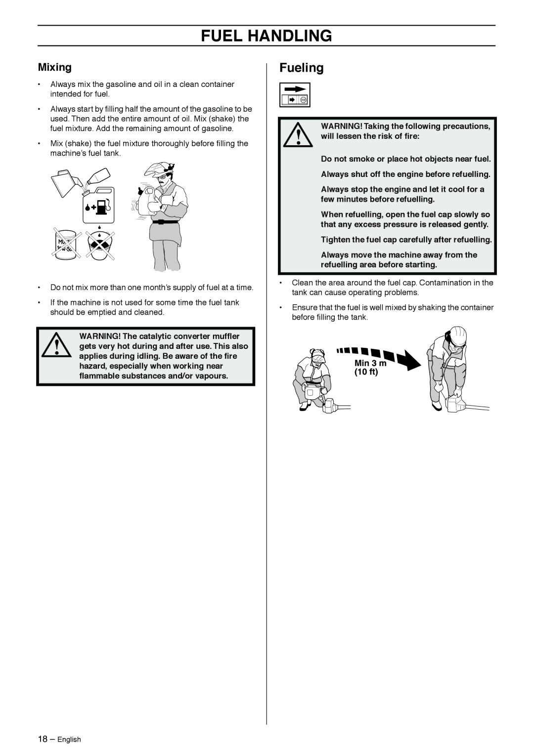 Jonsered GR50 manual Fueling, Mixing 