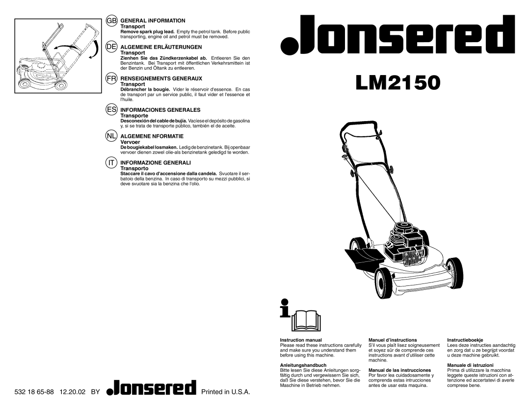 Jonsered LM2150 instruction manual Algemeine Erläuterungen, Renseignements Generaux, Informaciones Generales 