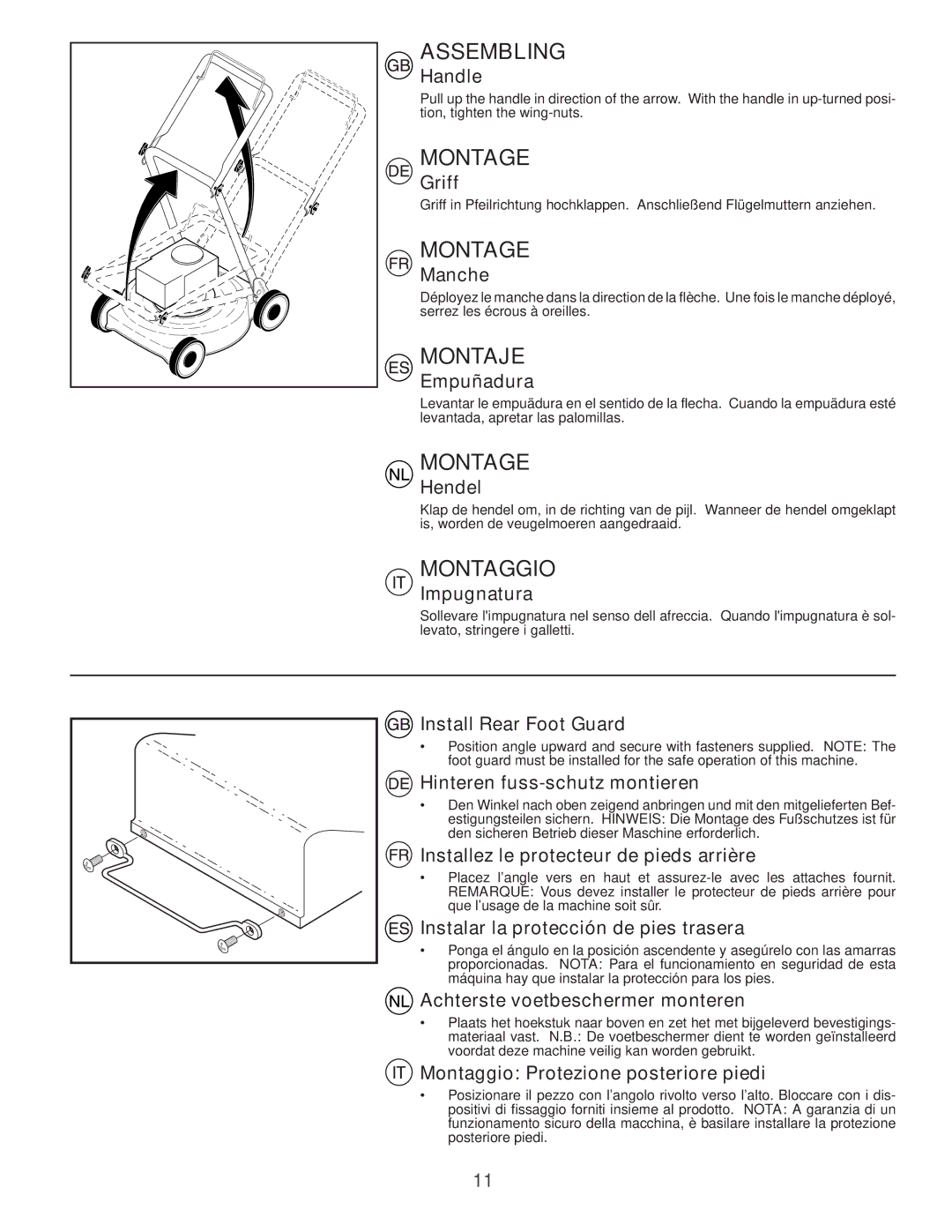 Jonsered LM2150SM instruction manual Assembling, Montage, Montaje, Montaggio 