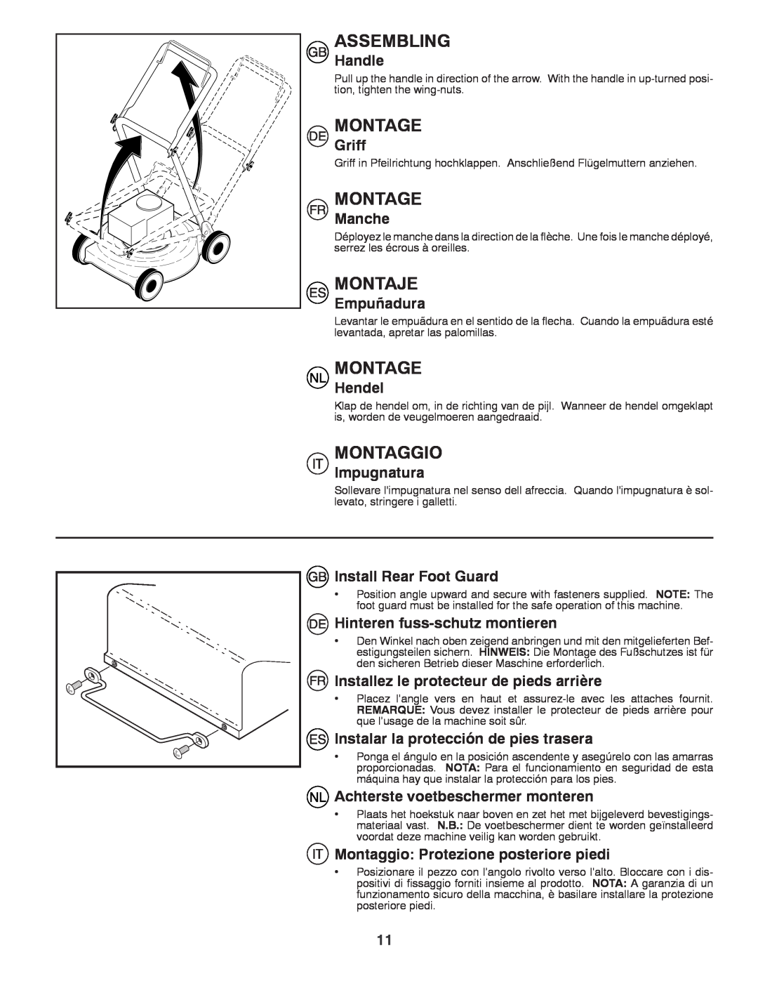 Jonsered LM2150SM instruction manual Assembling, Montage, Montaje, Montaggio 