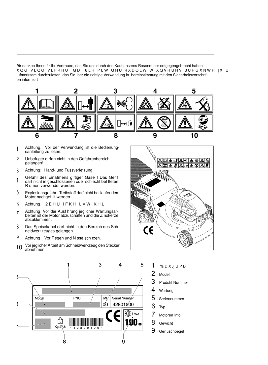 Jonsered LM2147 CMDE, LM2151 CMD, LM2146 CD, LM2150 CMD manual Deutsch 