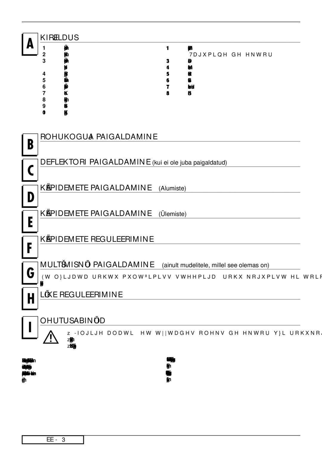 Jonsered LM2151 CMD manual Kirjeldus, Rohukoguja Paigaldamine, Käepidemete Reguleerimine, Lõike Reguleerimine Ohutusabinõud 