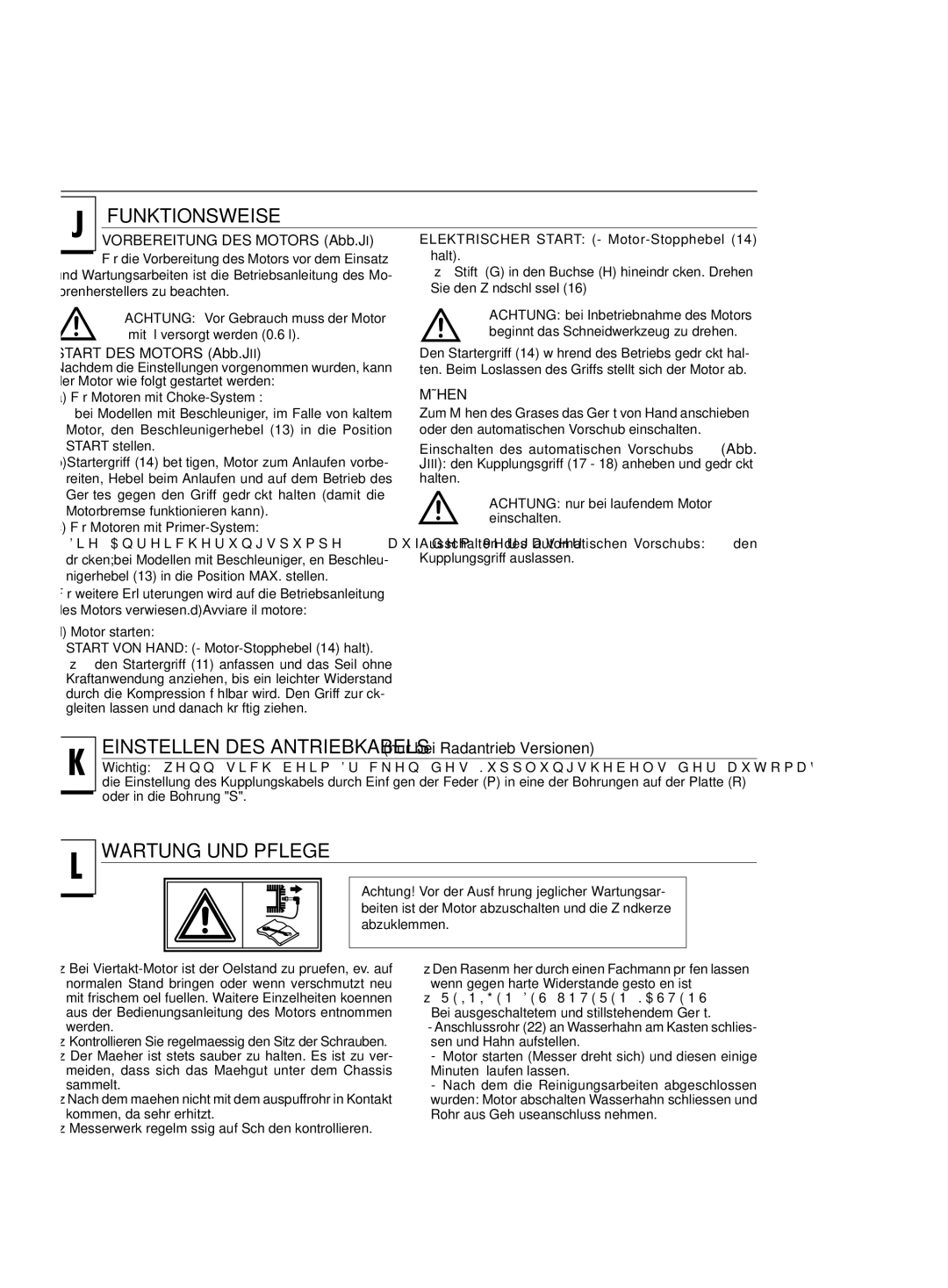 Jonsered LM2147 CMD, LM2151 CMD manual Start DES Motors Abb.JII,  Kontrollieren Sie regelmaessig den Sitz der Schrauben 