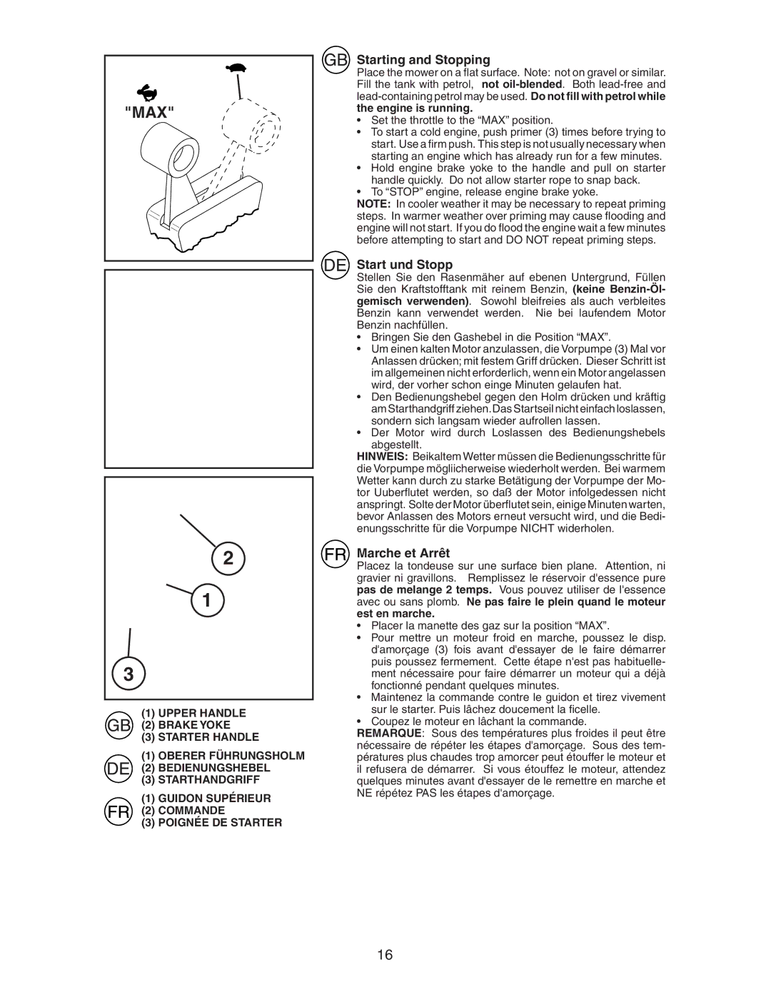 Jonsered LM2153CMD instruction manual Starting and Stopping, Start und Stopp, Marche et Arrêt, Est en marche 