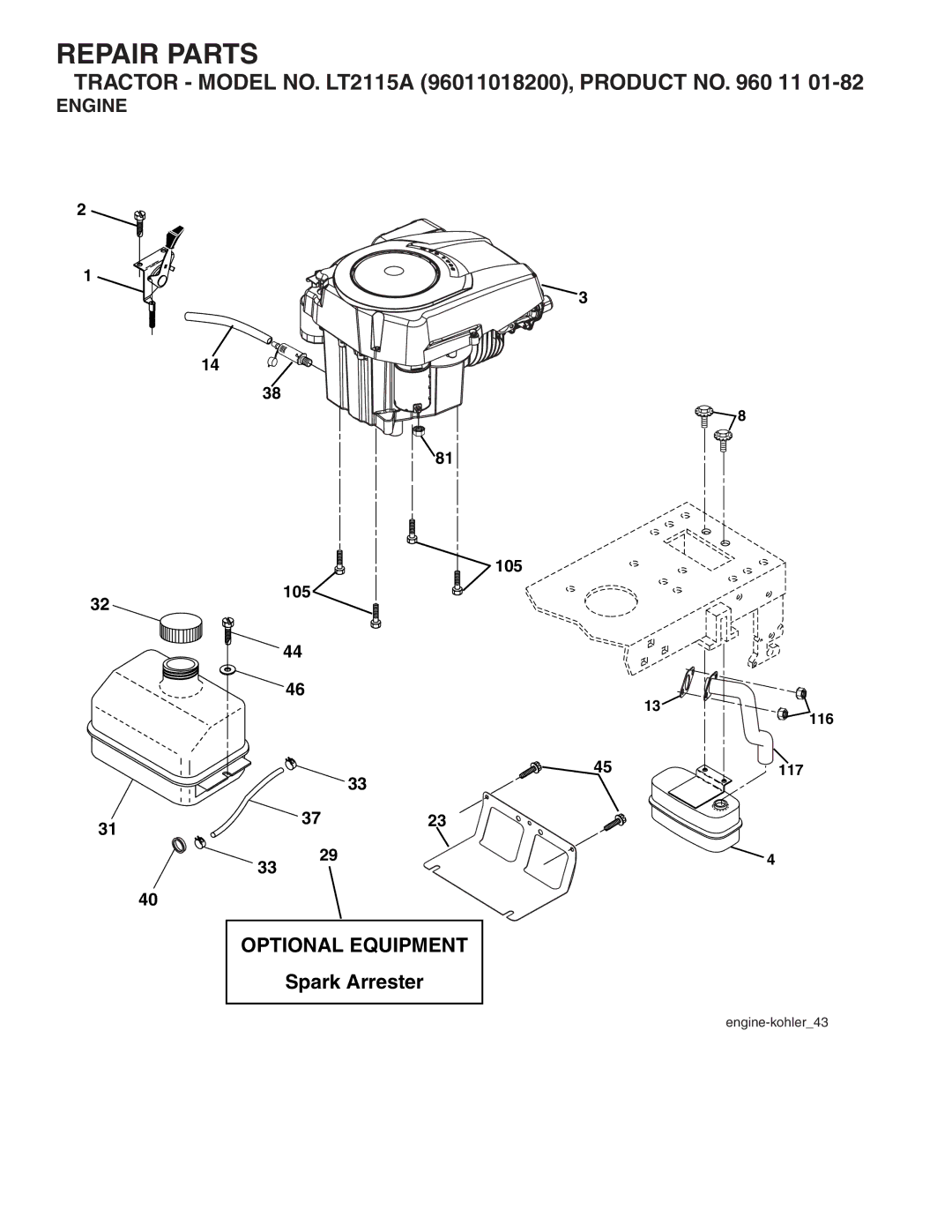 Jonsered LT2115A manual Engine 