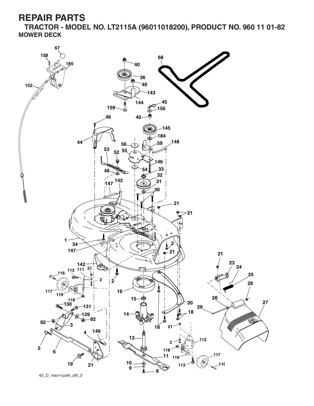 Jonsered LT2115A manual Mower Deck 