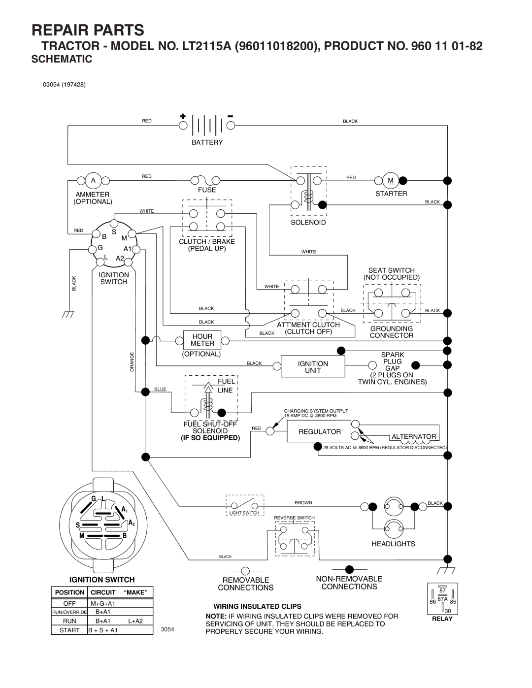 Jonsered LT2115A manual Repair Parts, Schematic 