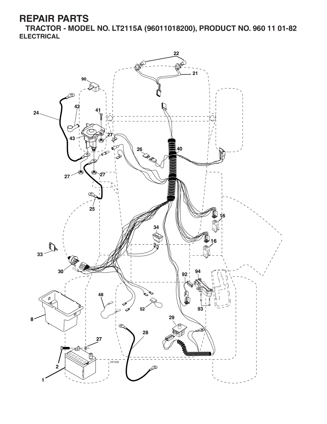 Jonsered LT2115A manual Electrical 