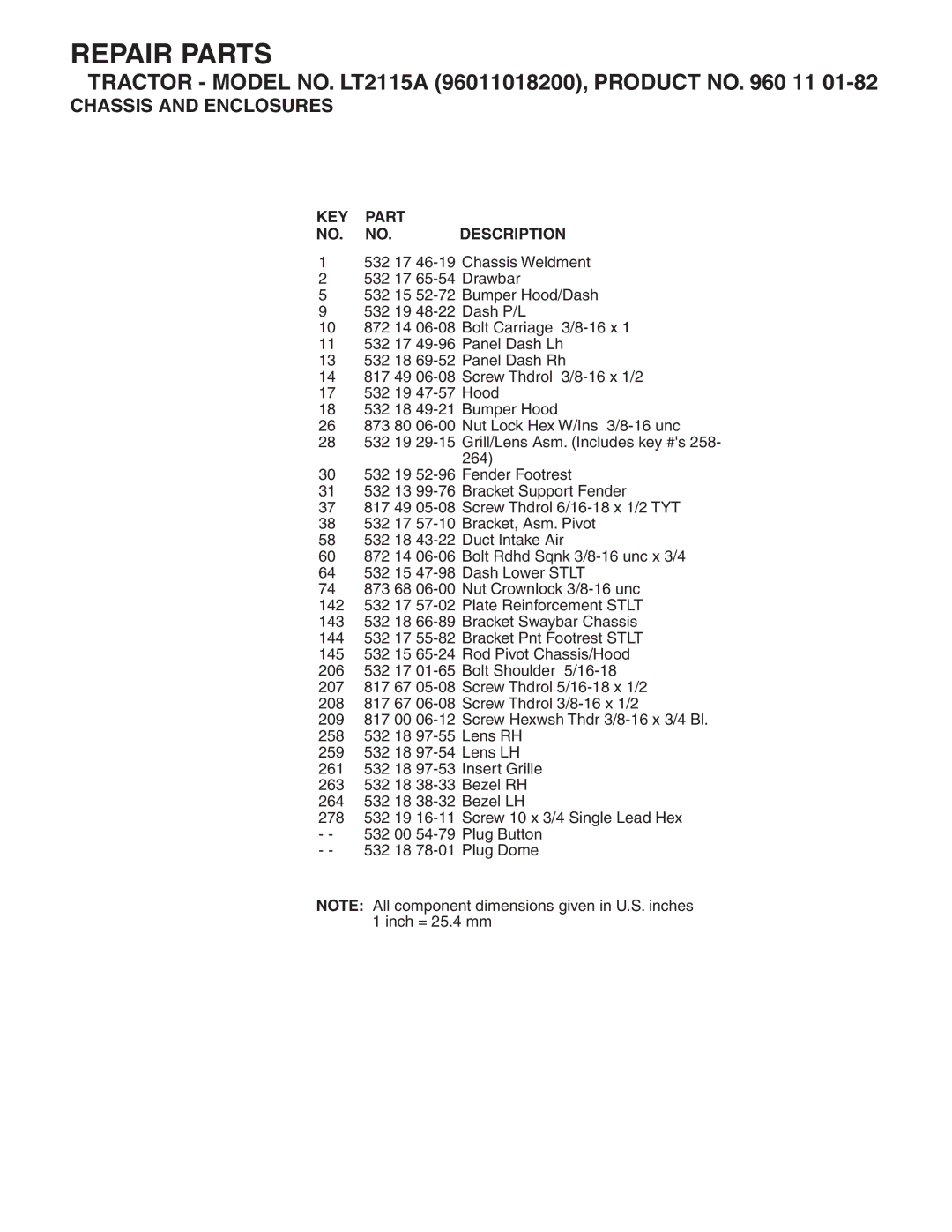 Jonsered LT2115A manual Repair Parts 