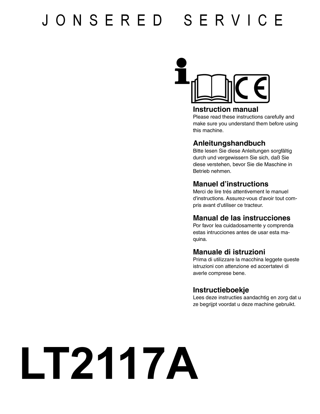 Jonsered LT2117A instruction manual 