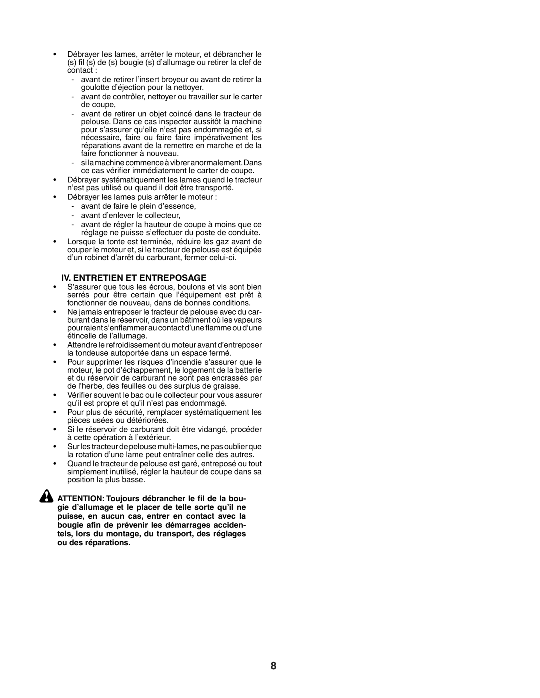 Jonsered LT2117A instruction manual IV. Entretien ET Entreposage 