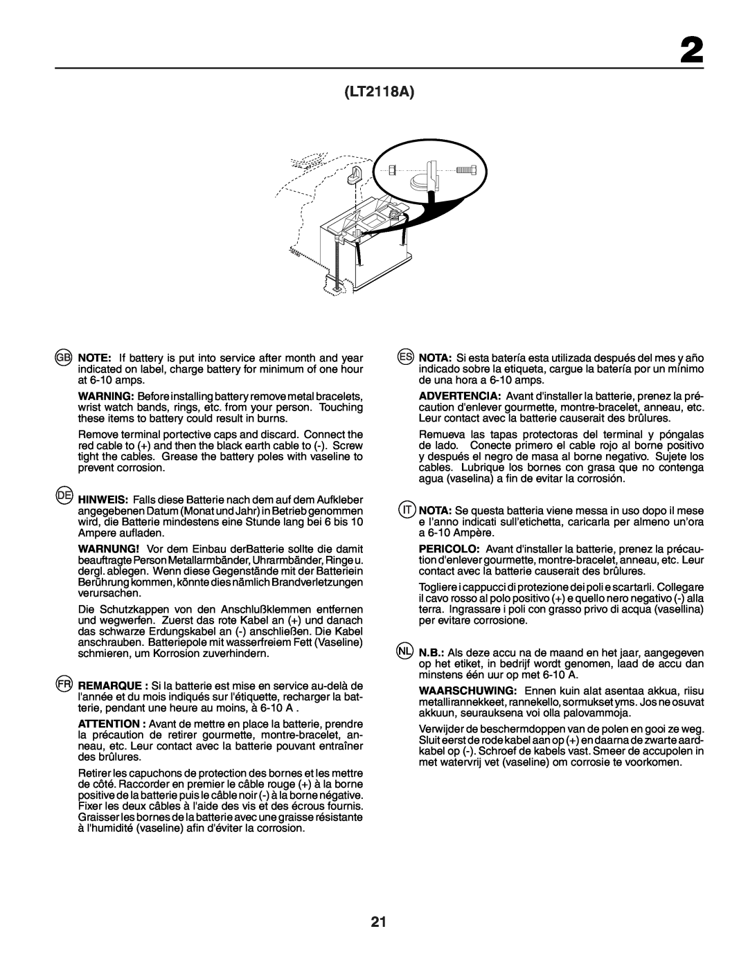 Jonsered LT2118A instruction manual 