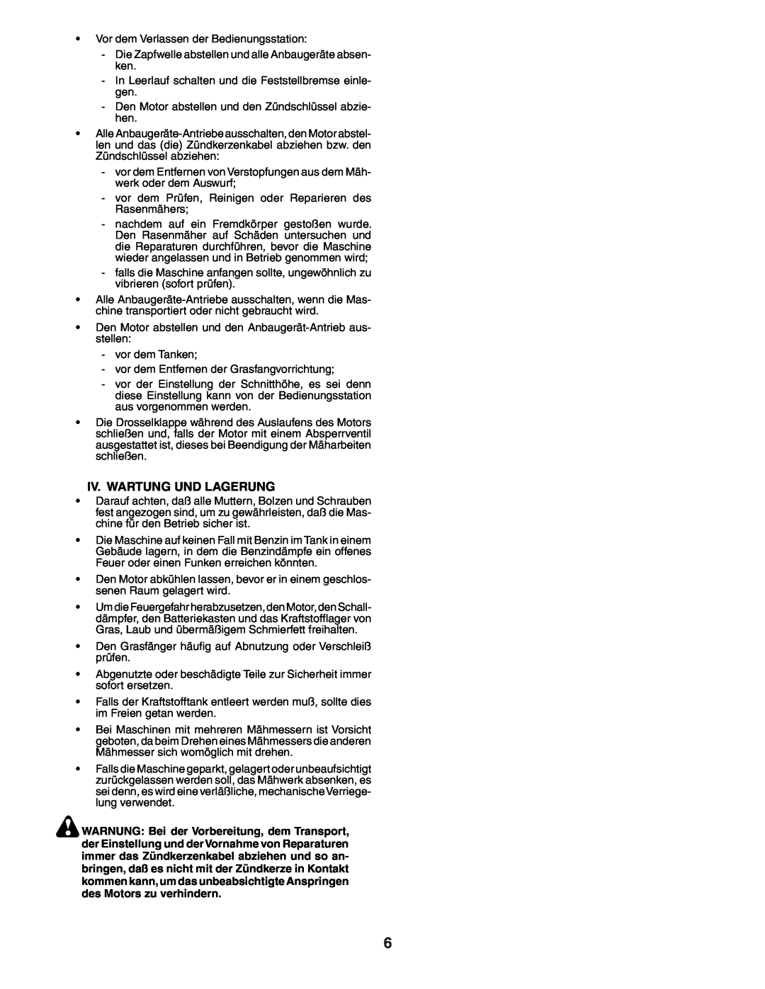 Jonsered LT2118A instruction manual Iv. Wartung Und Lagerung 