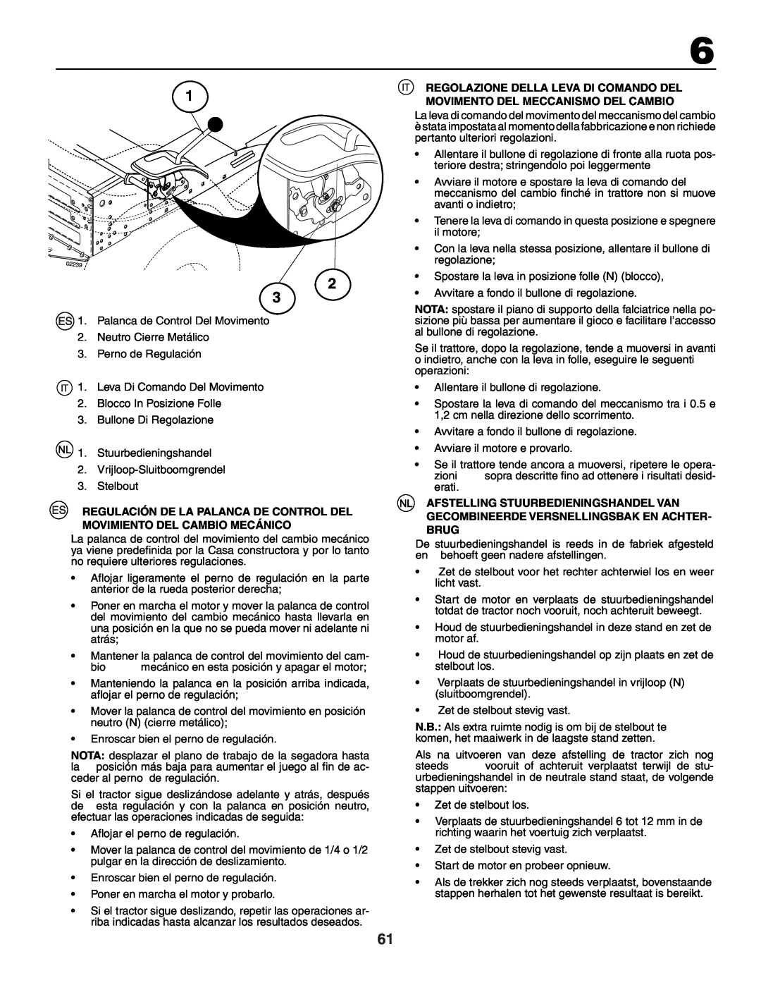 Jonsered LT2118A instruction manual Palanca de Control Del Movimento 