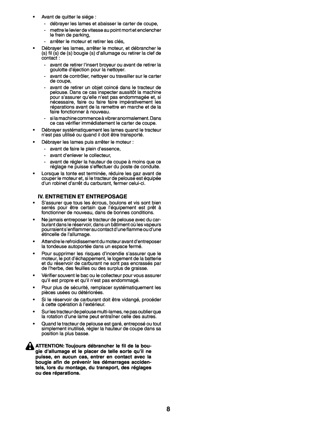 Jonsered LT2118A instruction manual Iv. Entretien Et Entreposage 