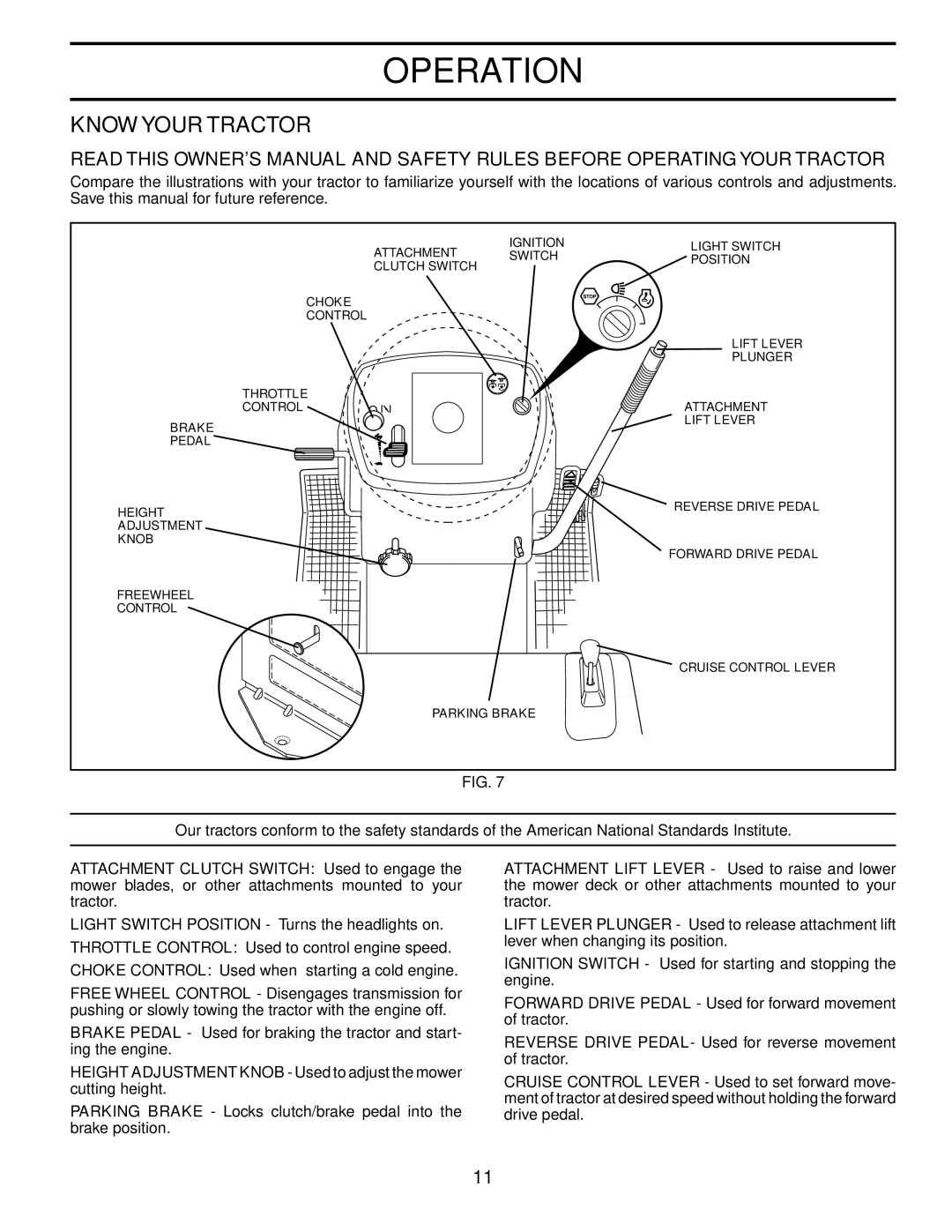 Jonsered LT2119A manual Know Your Tractor 