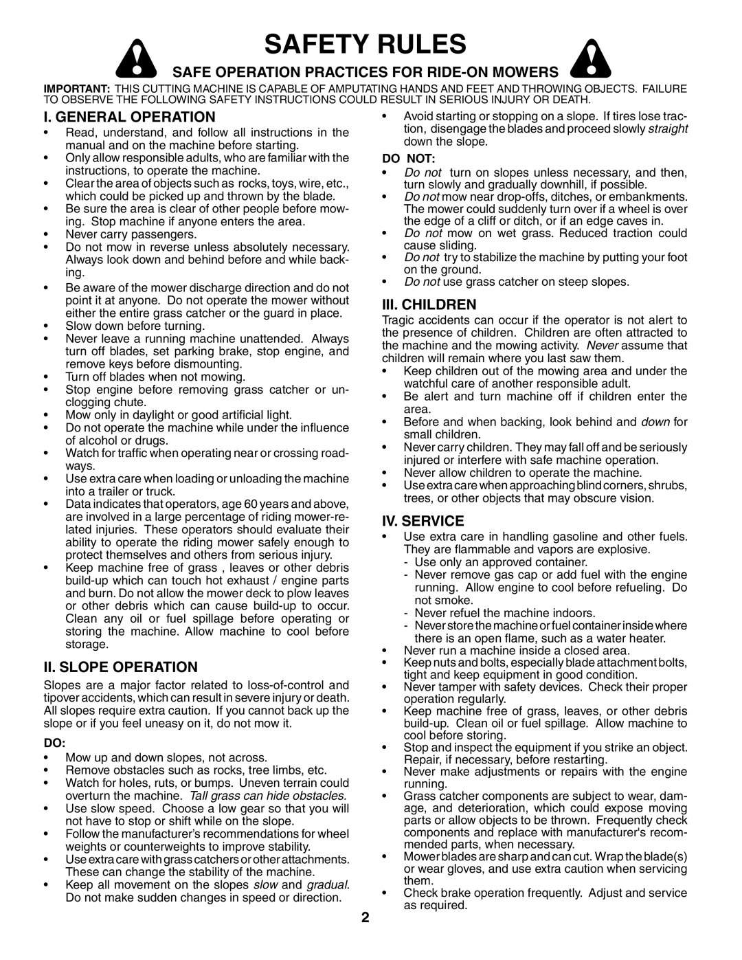 Jonsered LT2119A manual Safety Rules 