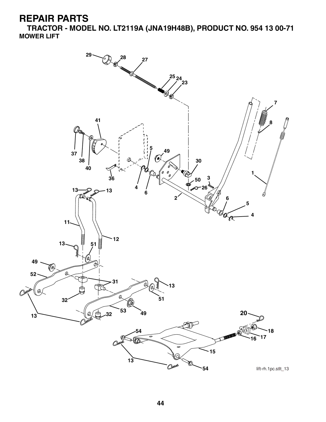 Jonsered LT2119A manual Mower Lift 