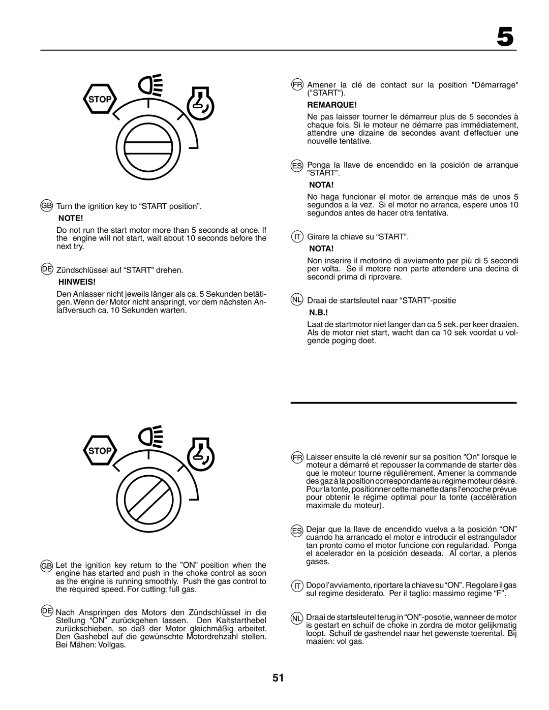 Jonsered LT2117CMA, LT2119CMA instruction manual Hinweis 