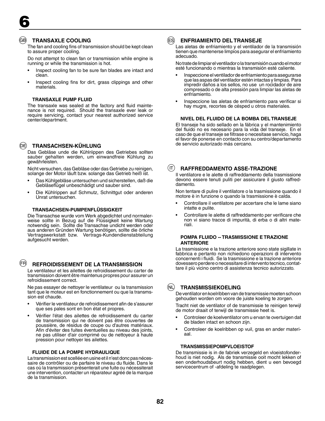 Jonsered LT2119CMA Transaxle Cooling, Transachsen-Kühlung, Refroidissement DE LA Transmission, Enfriamiento DEL Transeje 