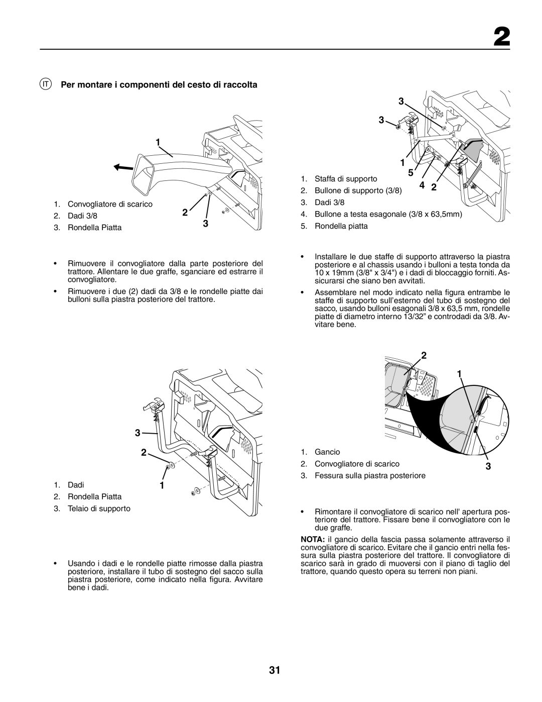 Jonsered LT2117CMA, LT2119CMA instruction manual Per montare i componenti del cesto di raccolta, Telaio di supporto 