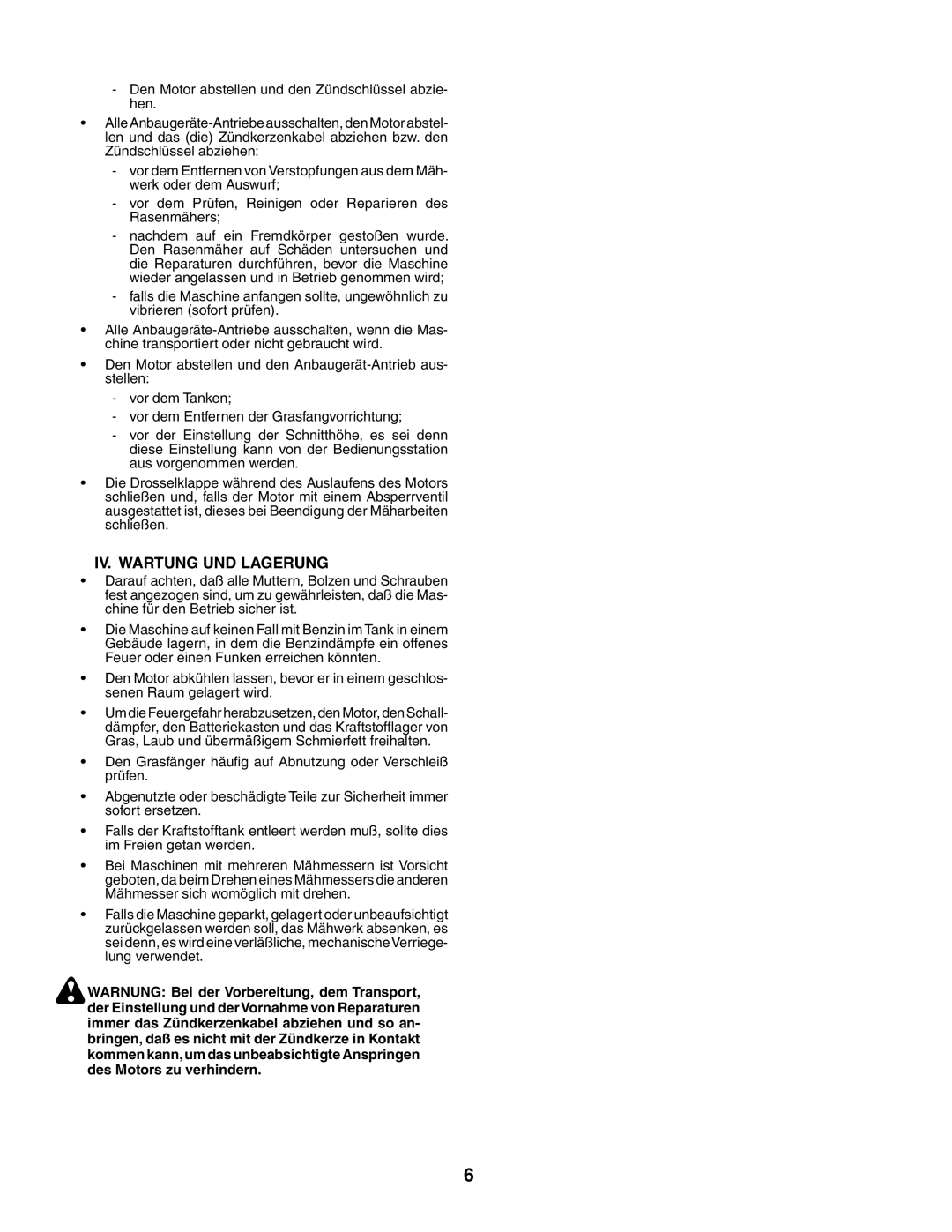 Jonsered LT2119CMA, LT2117CMA instruction manual Iv. Wartung Und Lagerung 