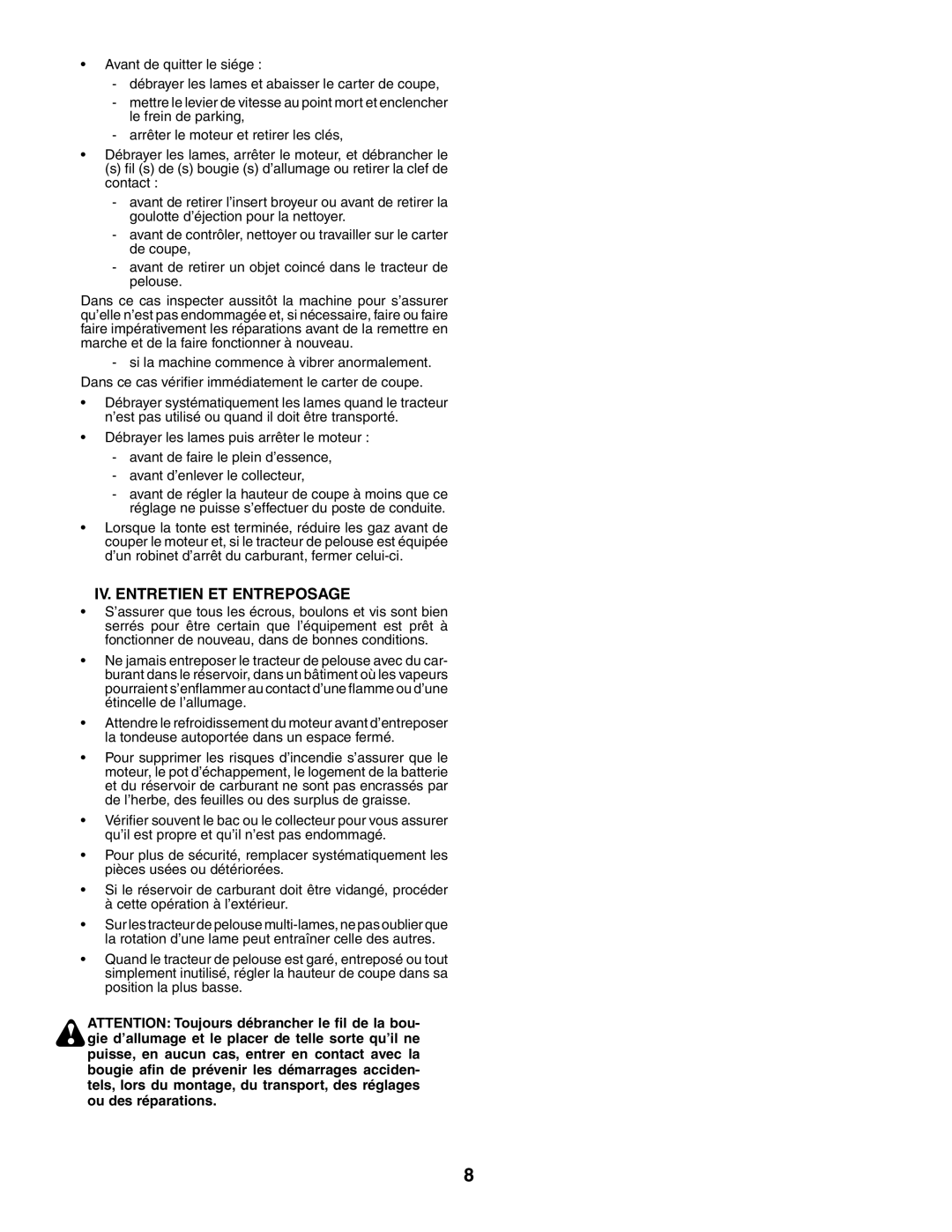 Jonsered LT2119CMA, LT2117CMA instruction manual Iv. Entretien Et Entreposage 