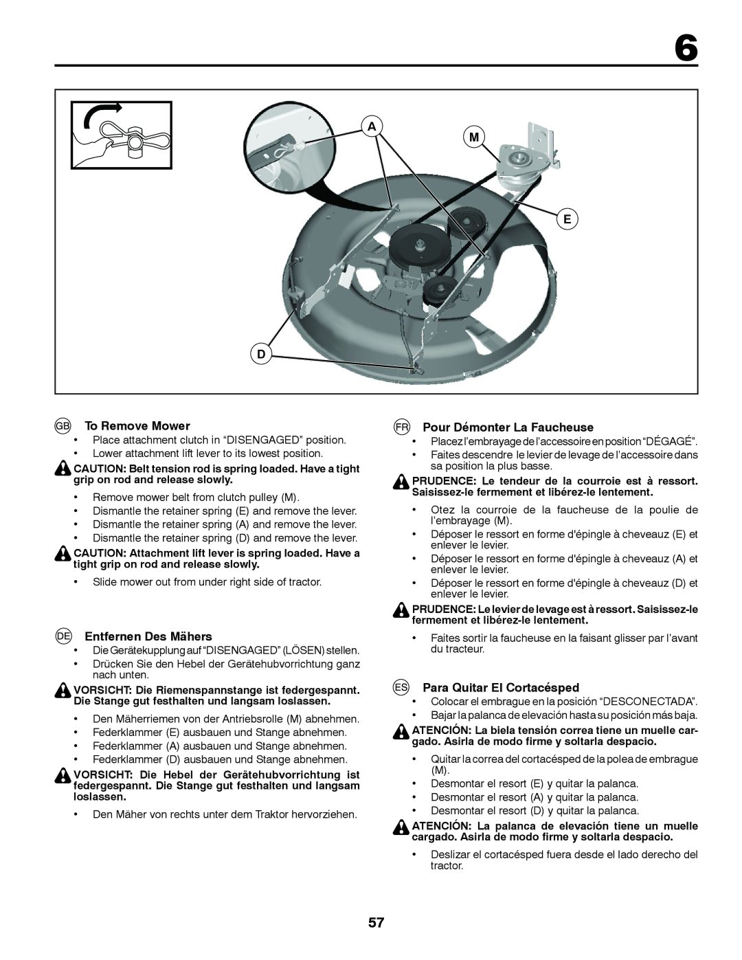 Jonsered LT2213A To Remove Mower, Entfernen Des Mähers, Pour Démonter La Faucheuse, Para Quitar El Cortacésped 