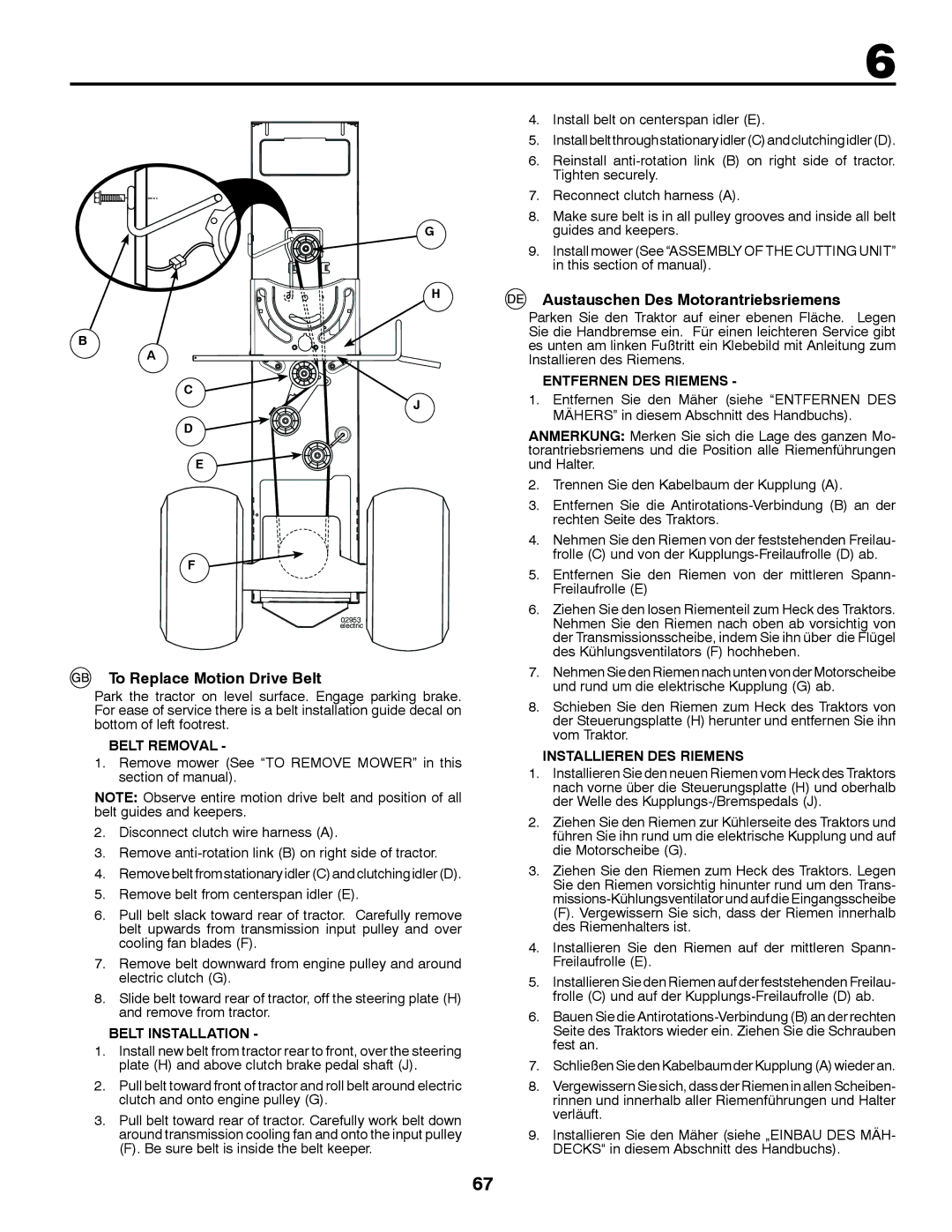 Jonsered LT2213A instruction manual To Replace Motion Drive Belt, Austauschen Des Motorantriebsriemens 