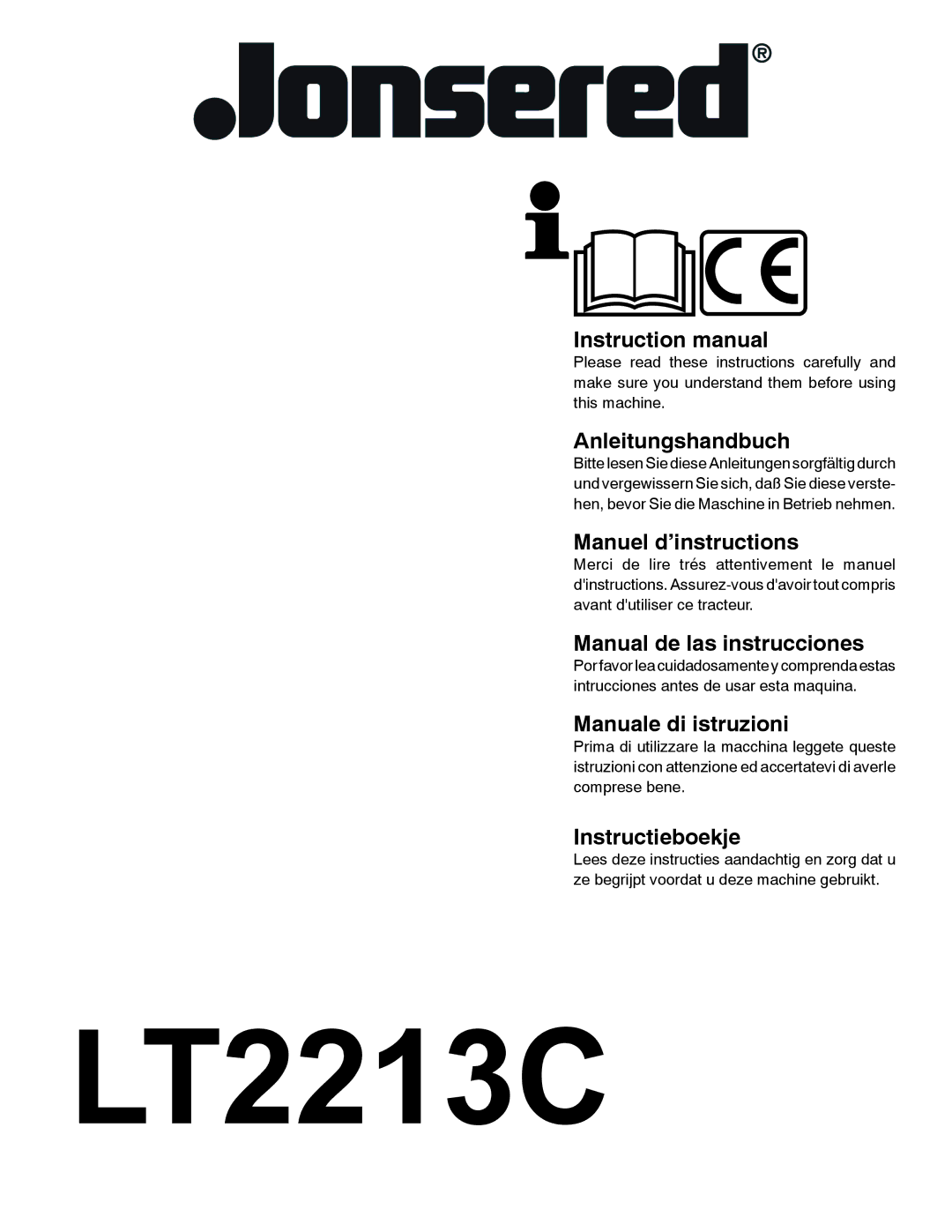 Jonsered LT2213C instruction manual Anleitungshandbuch, Manuel d’instructions, Manual de las instrucciones 