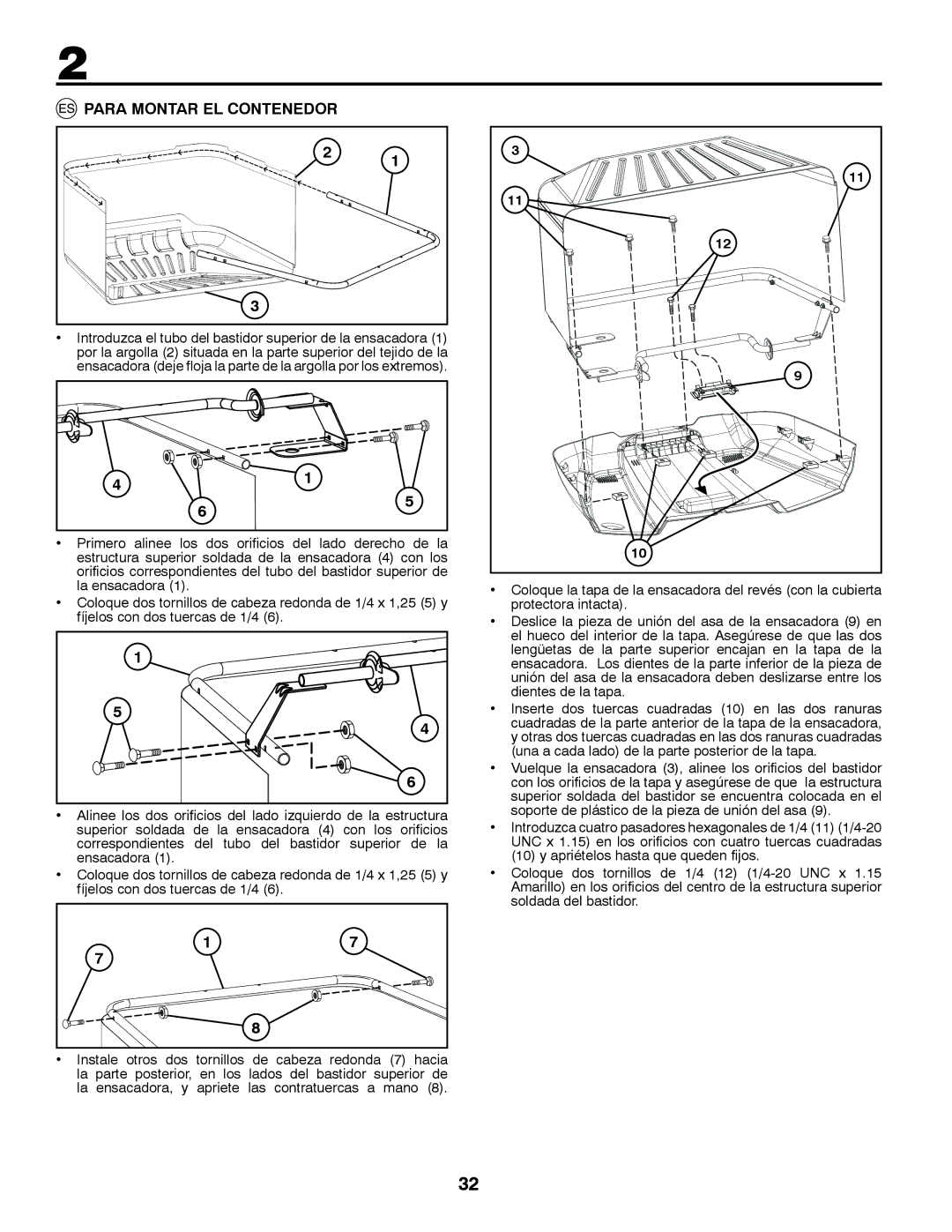 Jonsered LT2213C instruction manual Para Montar EL Contenedor 