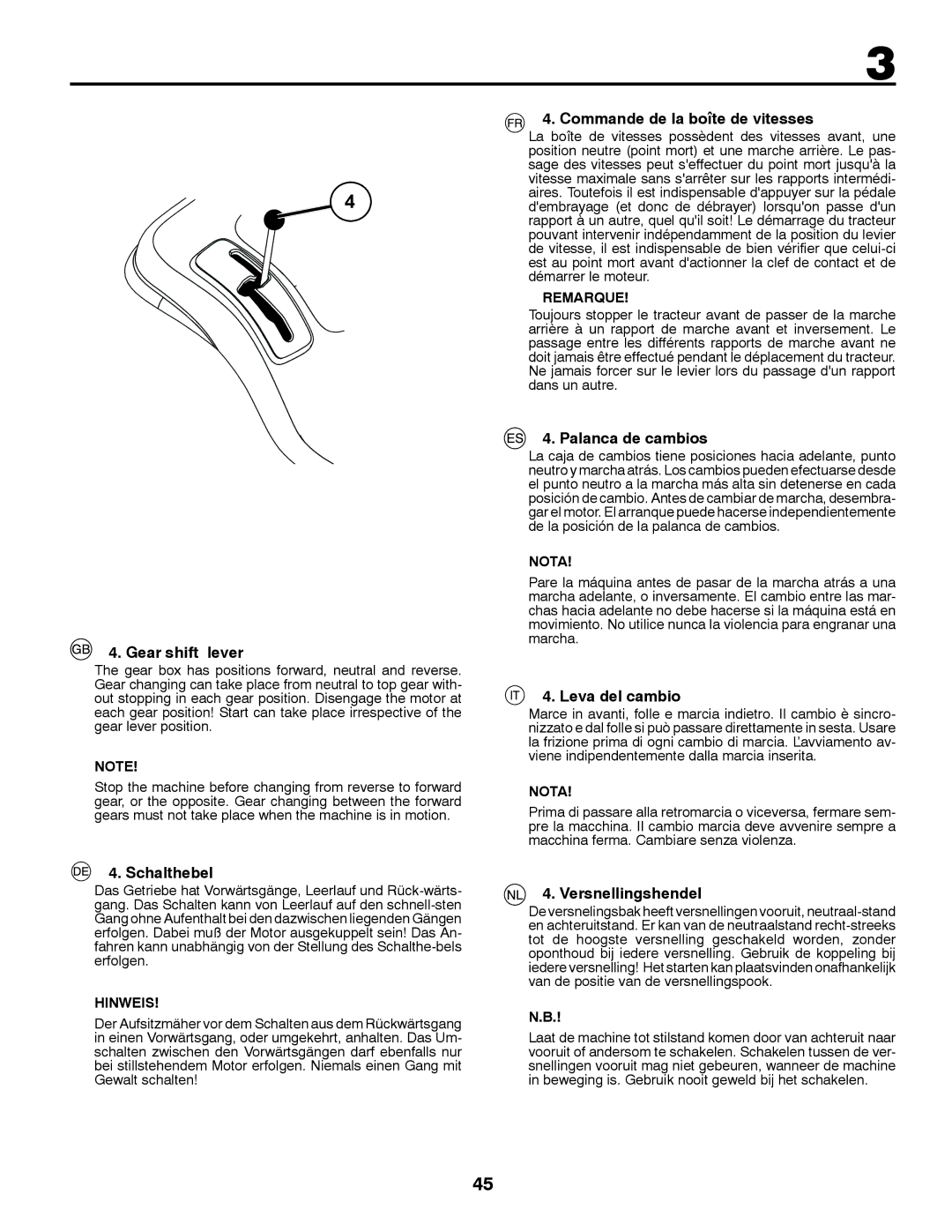 Jonsered LT2213C Gear shift lever, Schalthebel, Commande de la boîte de vitesses, Palanca de cambios, Leva del cambio 