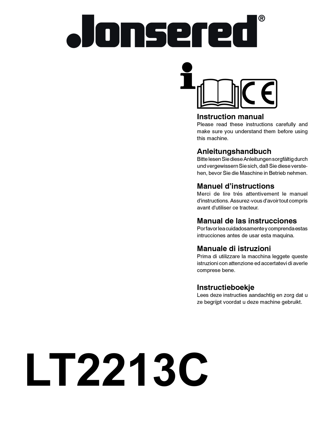 Jonsered LT2213C instruction manual Instruction manual, Anleitungshandbuch, Manuel d’instructions, Manuale di istruzioni 
