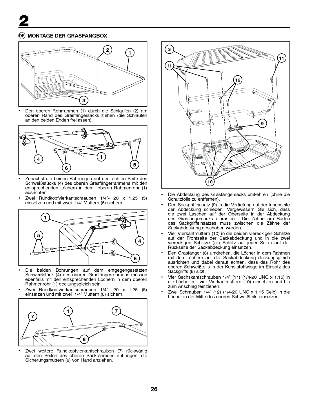 Jonsered LT2213C instruction manual Montage Der Grasfangbox 
