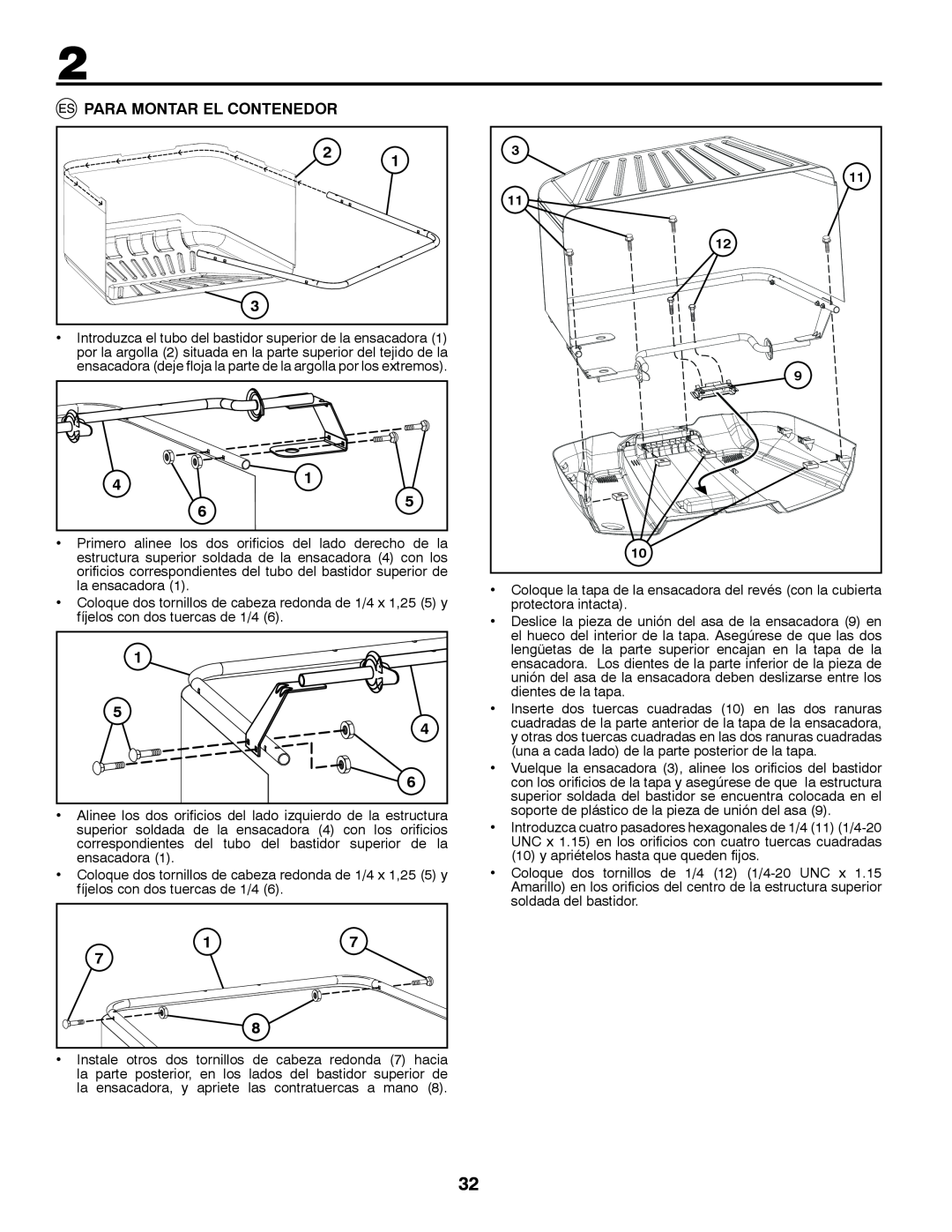 Jonsered LT2213C instruction manual Para Montar El Contenedor 