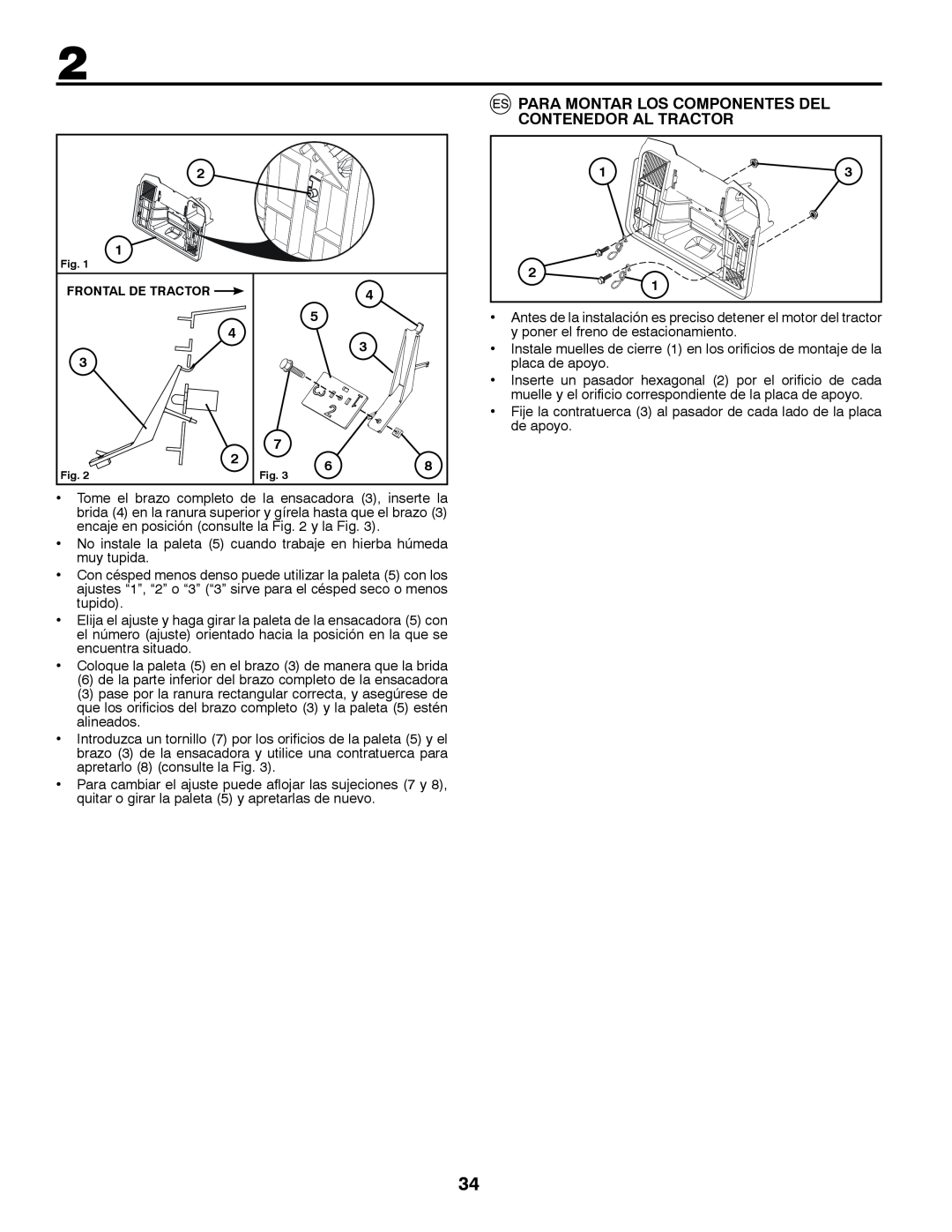Jonsered LT2213C instruction manual Para Montar Los Componentes Del, Contenedor Al Tractor 