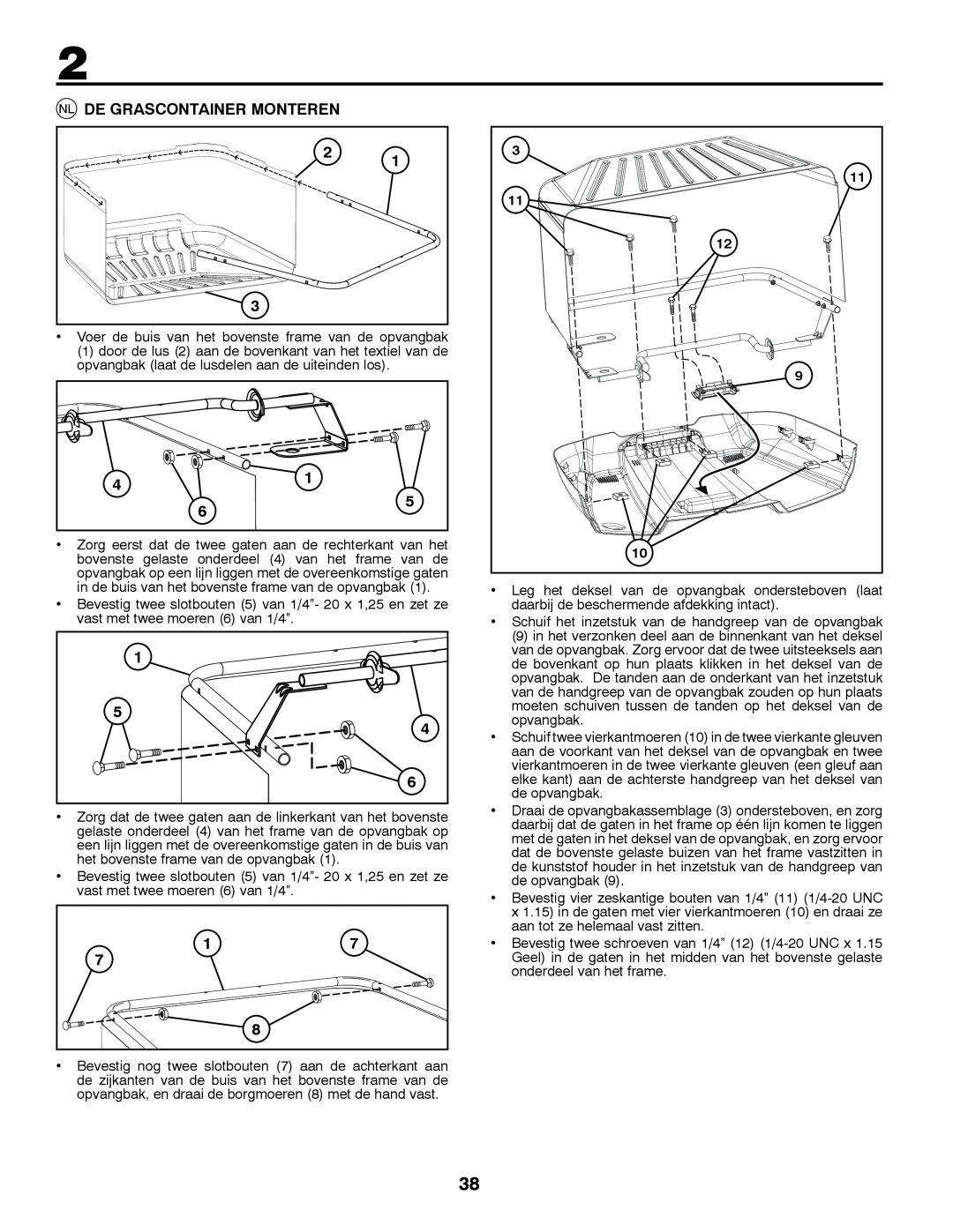 Jonsered LT2213C instruction manual De Grascontainer Monteren 