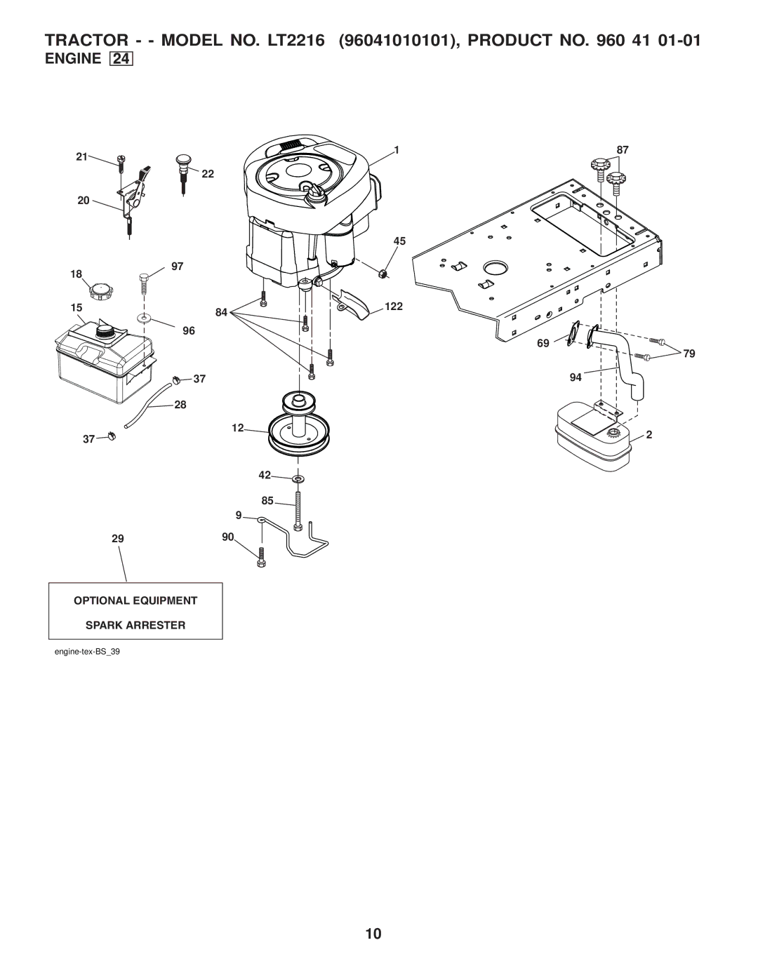 Jonsered LT2216 manual Engine 