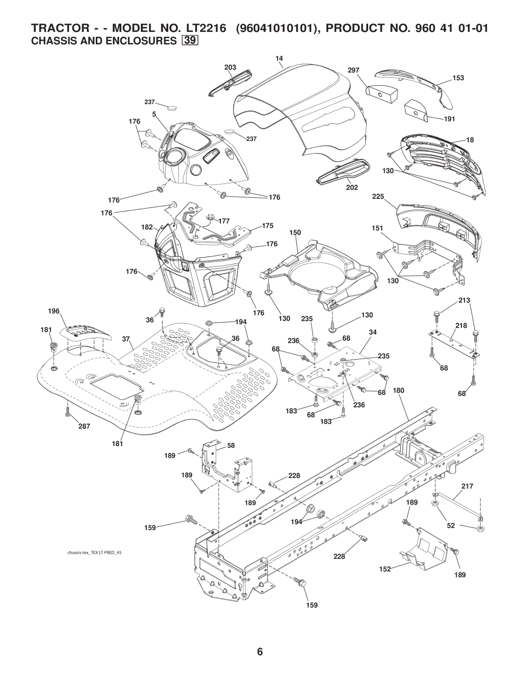 Jonsered LT2216 manual Chassis and Enclosures 