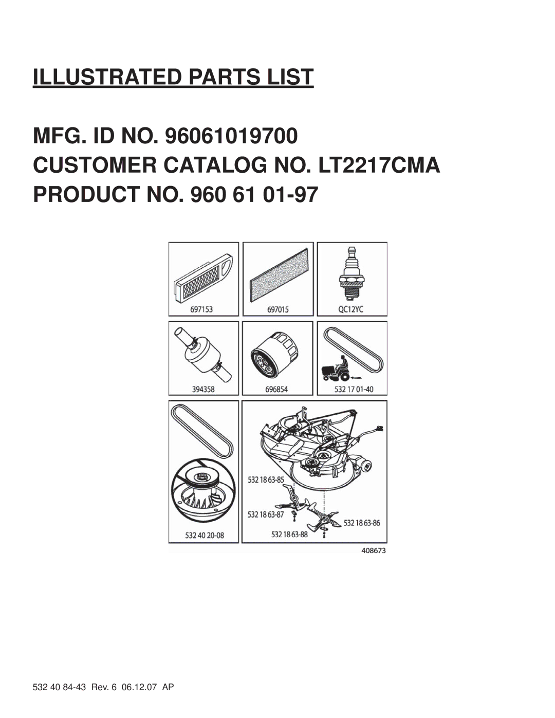 Jonsered LT2217CMA manual Illustrated Parts List 