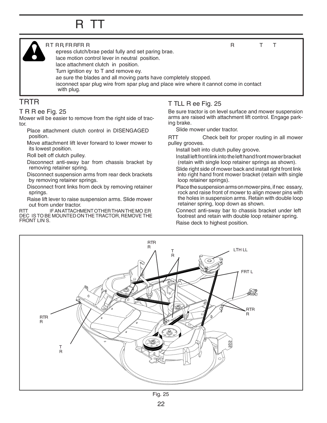 Jonsered LT2220 CMA2 manual Service and Adjustments, To Remove Mower See Fig, To Install Mower See Fig 