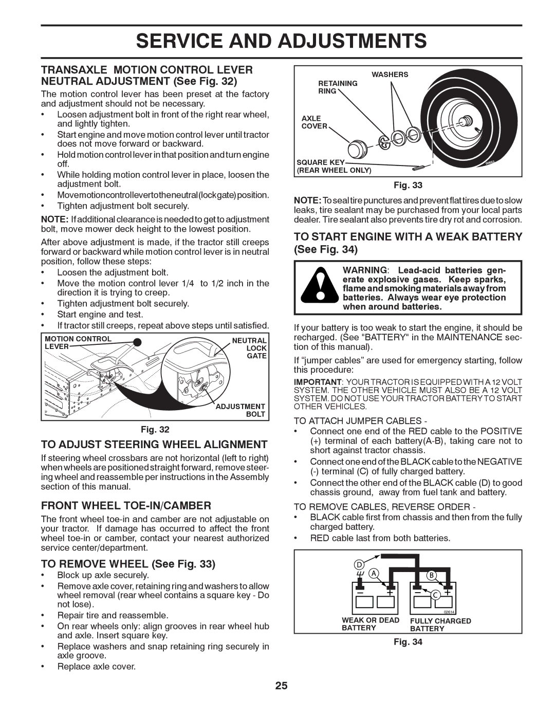 Jonsered LT2220 CMA2 manual Transaxle Motion Control Lever Neutral Adjustment See Fig, To Adjust Steering Wheel Alignment 