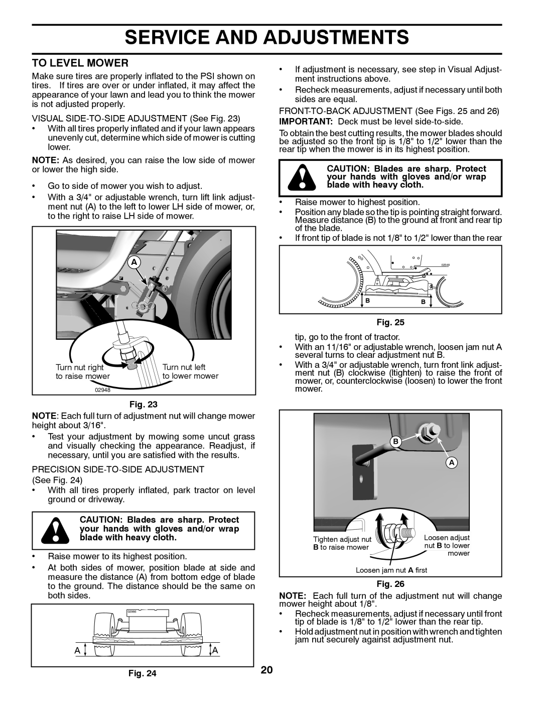 Jonsered LT2226 A2 manual To Level Mower 